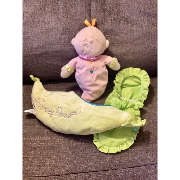 Manhattan Toy Plush Doll Sweet Pea Pod Baby Lovey 3 Piece Green Pink With Tags - Picture 2 of 7